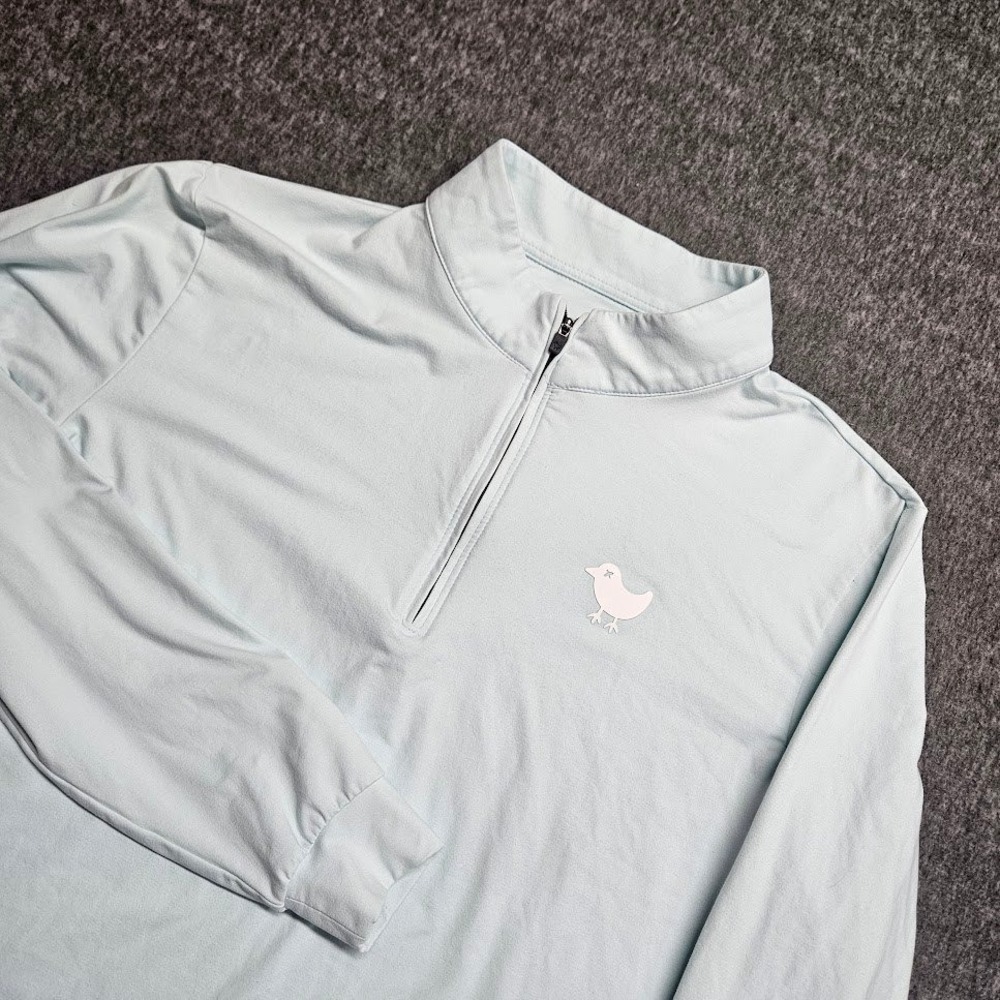 Bad Birdie Quarter Zip Pullover Mens Size M Light Blue Performance Golf Top